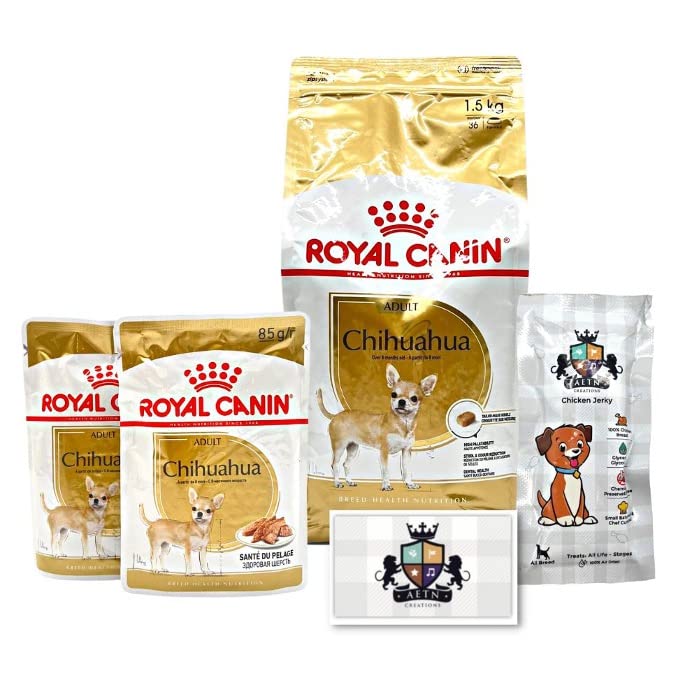 AETN Creations Complete Chihuahua Care Bundle 1.5kg Dry Food, 2x85g Wet Food, and AETN Jerky Treat | Tailored for Your Small Breed