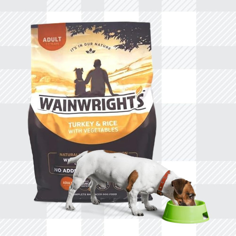 AETN Creations Wainwright's Complete Dry Adult Dog Food 2kg Turkey with Rice for Optimal Health and Balanced Nutrition with AETN Chicken Jerky Treat