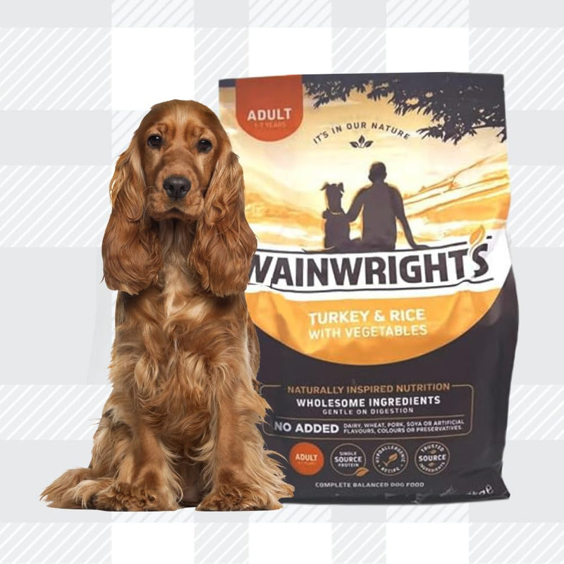 AETN Creations Wainwright's Complete Dry Adult Dog Food 2kg Turkey with Rice for Optimal Health and Balanced Nutrition with AETN Chicken Jerky Treat