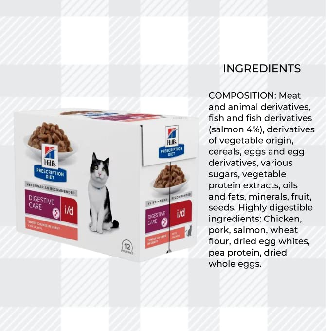 AETN Creations Hills I/D Digestive Wet Cat Food 2x12x85g Salmon and Chicken in Gravy, Promotes Optimal Digestive Health in Cats Plus AETN Treat