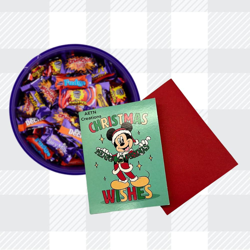 AETN Creations Sweet Delights with Cadbury Heroes Tub 2x550g A Scrumptious Assortment of Chocolate Mini Treats for Every Occasion with AETN Christmas Card