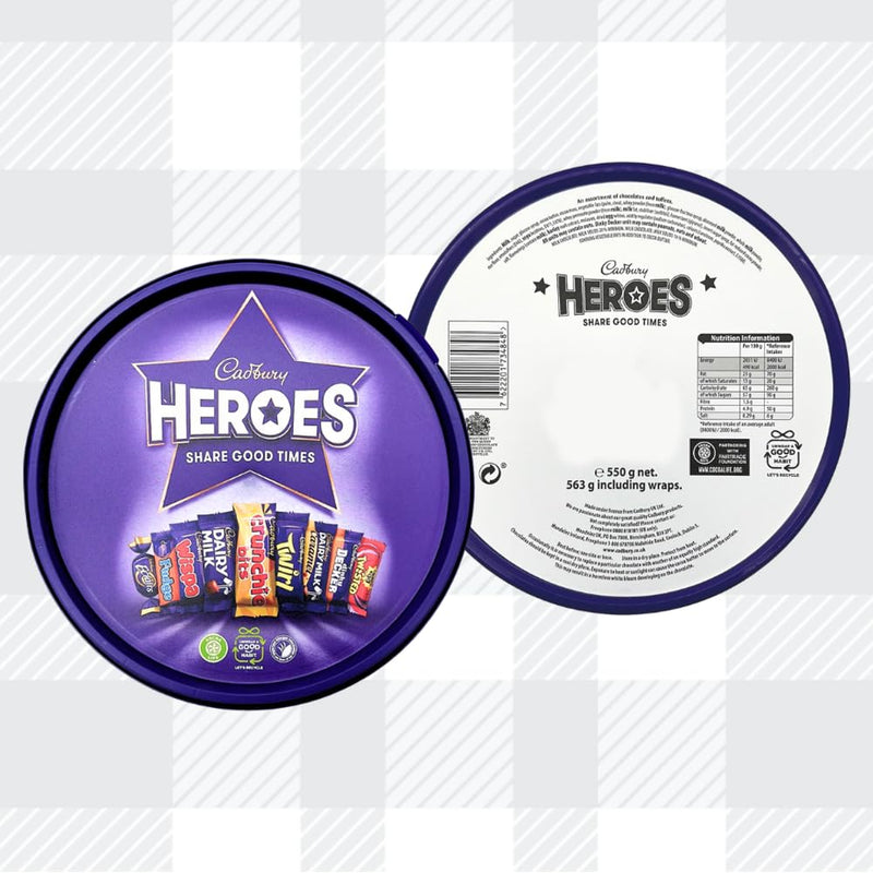 AETN Creations Sweet Delights with Cadbury Heroes Tub 2x550g A Scrumptious Assortment of Chocolate Mini Treats for Every Occasion with AETN Christmas Card