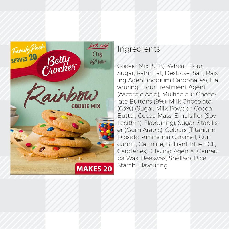 AETN Creations Irresistible Homemade Cookies with Betty Crocker Cookie Mix Pack - Easy Baking Delights in Chocolate Chip, Rainbow and Peanut Butter Flavours with AETN Fridge Magnet