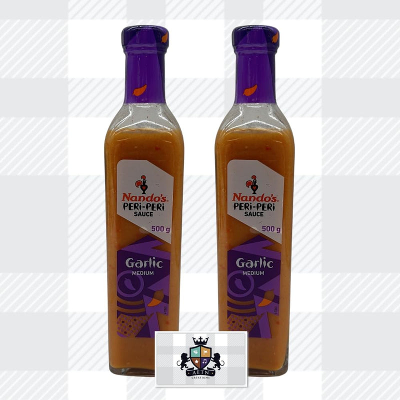 AETN Creations Nando's 2x500g Peri-Peri Garlic Flavourful Sauce for Marinating, Add a Spicy and Tangy Twist to your Dishes with AETN Fridge Magnet