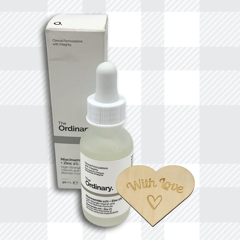 AETN Creations The Ordinary Skincare Bundle 2x30ml Niacinamide 10% + Zinc 1% High Strength Vitamin and Mineral Blemish Formula with AETN Keepsake Heart Gift