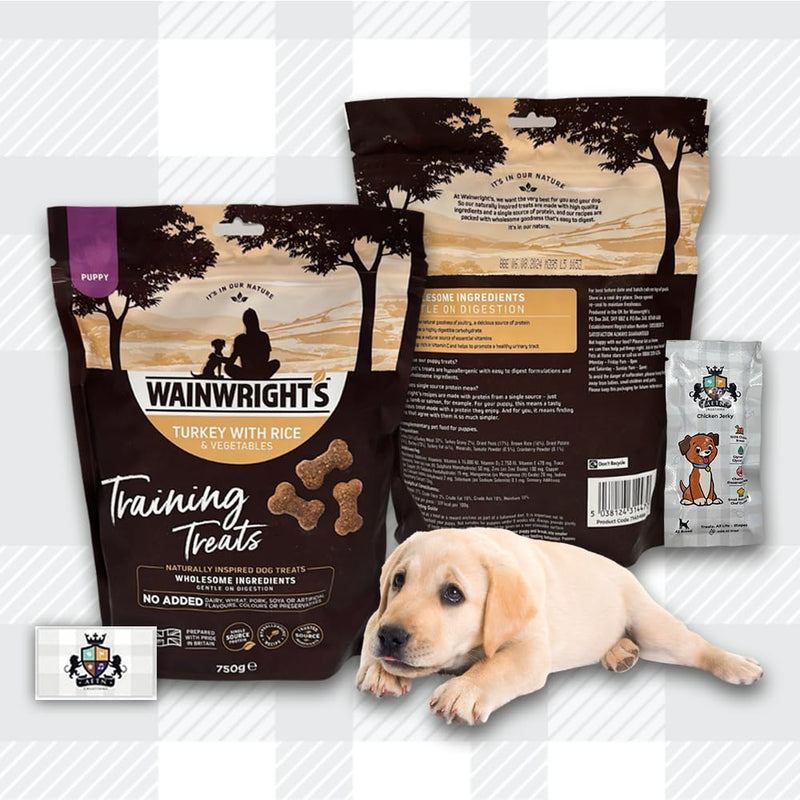 AETN Creations Puppy Training Dog Treats 750g in Turkey and Veg Hypo-Allergenic Snack for Puppies from Wainwrights with AETN Jerky Treat Nutritious and Delicious