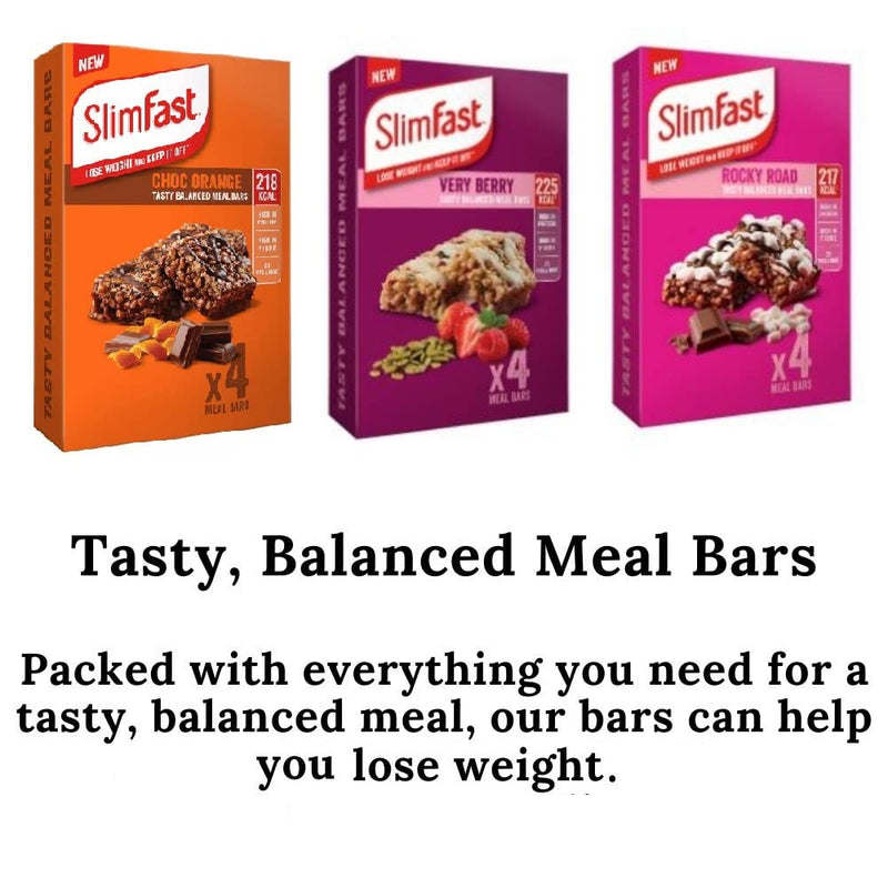 Meal Replacement 12 Mixed Meal Bars in Choc Orange, Very Berry and Rocky Road Flavours, Weight Loss and Balance Diet Pack, Calorie Controlled, High in Protein and Fiber with 23 Vitamins and Minerals