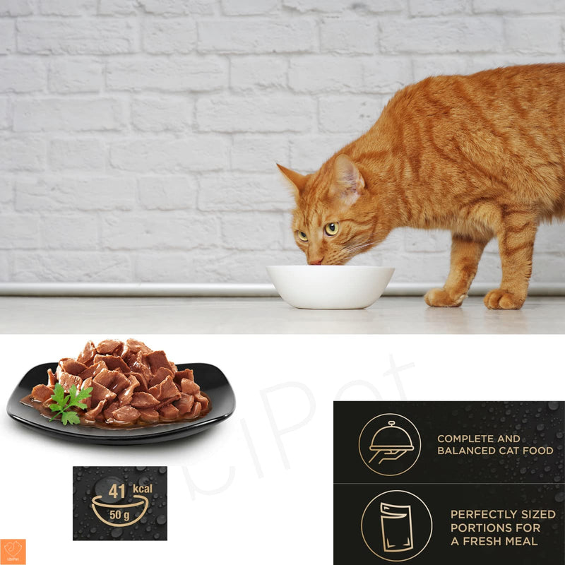 Wet Cat Food Bundle Contains Sheba Fresh and Fine in Gravy with Poultry, Beef, Duck, Turkey, Chicken (2x15 Pack - 30 Pouches in Total) and a Ubipet Catnip Portion with Pet Health Tips Card