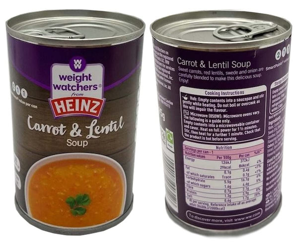 4 Mixed Cans Meal Replacement Soup Pack, Watch Your Weight with Heinz Classic Soups of Tomato, Chicken, Hearty Vegetables Broth and Carrot & Lentil Soup A Perfect Starter Or Meal of Choice