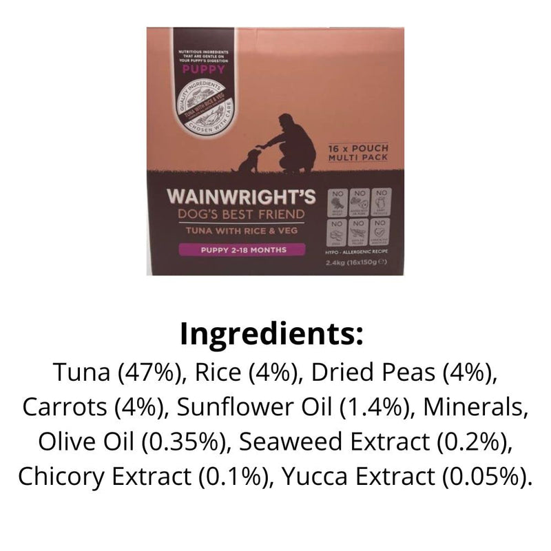 Wainwrights Wet Puppy Food Tuna With Rice And Vegetables 16x150g Nutritious, Delicious, Easily Digested And Hypo-Allergenic, Supporting Puppies Growth And Development