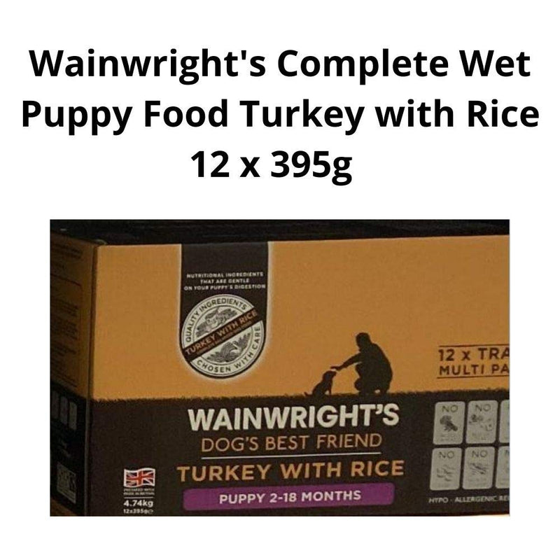 Wainwright's Complete Wet Puppy Food Turkey with Rice 12 x 395g - Nutritious, Delicious, Easily Digested And Hypo-Allergenic Suitable For 2-18 Months Old Puppies