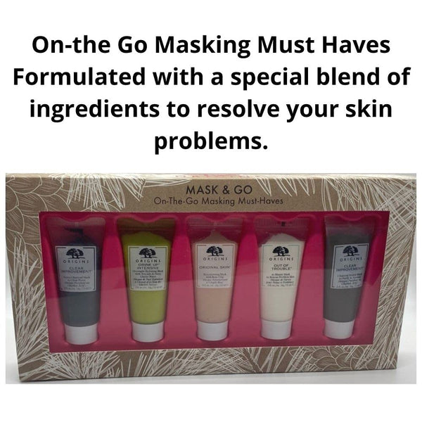 Origins Mask&Go – Luxurious Gift Set Five FaceCare Solutions On-the Go Promise To Cleanse, Exfoliate, Hydrate, Nourish, Calm, Brightening And Rescue All Skin Types