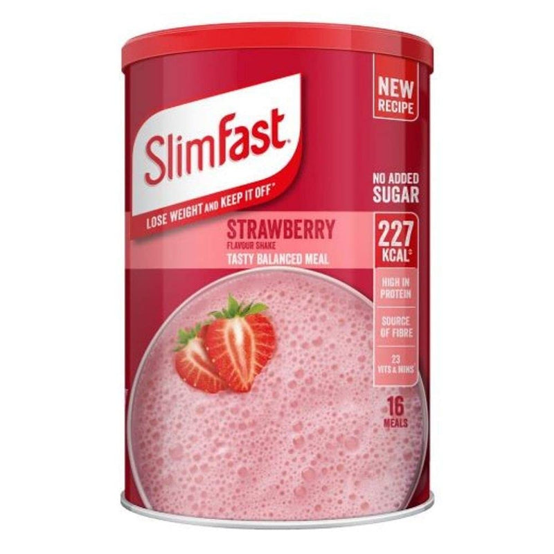 Slim Fast Strawberry Flavour Shake Powder 584g - 16 Servings Balanced Meal Replacement 227kcal, Rich In Protein, Fibre, 23 Vitamins And Minerals