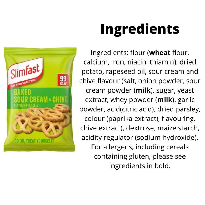 Slim Fast Shake and Snack Diet Bundle - Caramel Flavour Shake Powder 584g with 2 Baked Cheddar Bites and 2 Baked Sour Cream & Chive Pretzels Balanced Meal Replacement