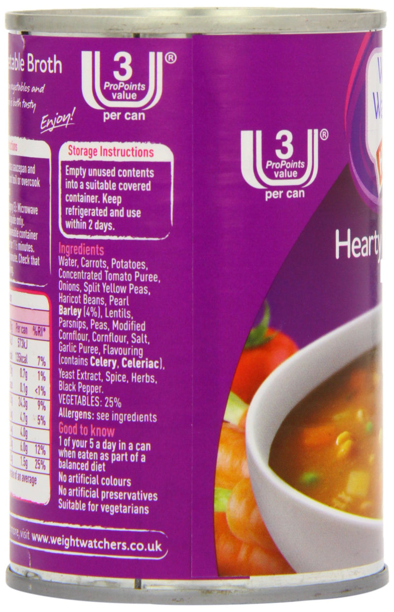 Heinz Weight Watchers Hearty Vegetable Broth Soup, 295 g (Pack of 12)