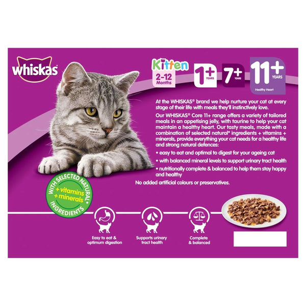 Whiskas 11+ Cat Pouches Poultry Selection in Jelly 12 x 100g (Pack of 4, Total 48 Pouches)