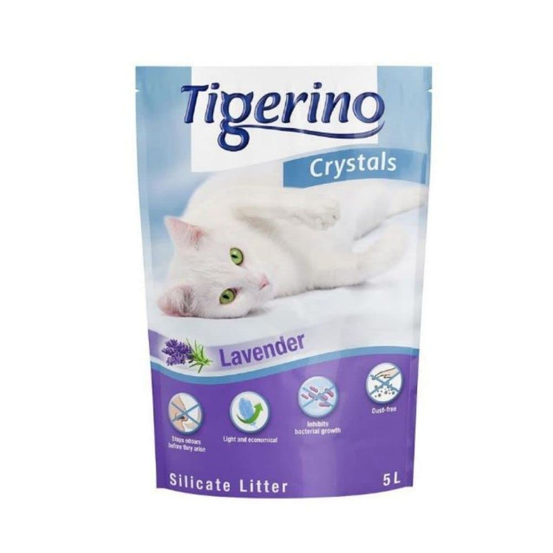 AETN Creations Tigerino Crystals Lavender Cat Bundle 5L Litter Absorbent, Odour Control, Dust-Free with AETN Cat Treat