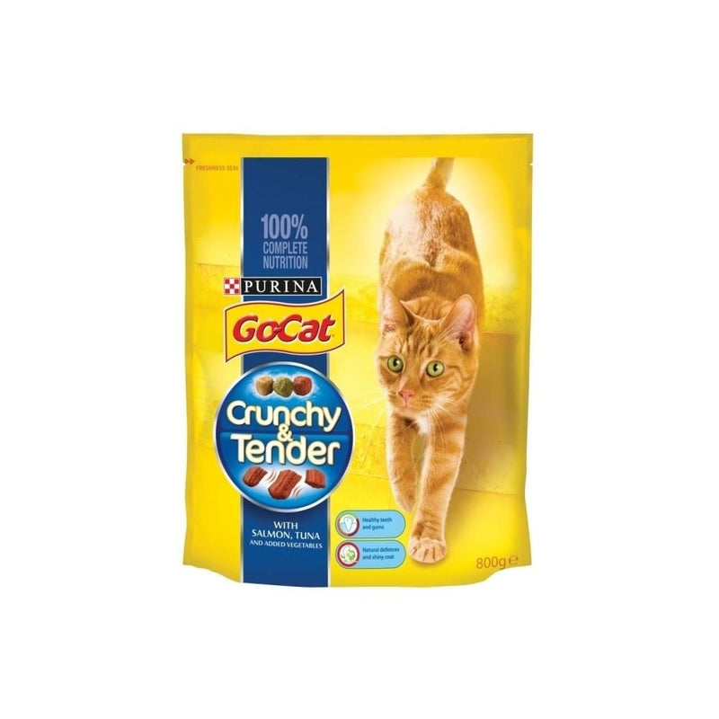 Go Cat Crunchy and Tender Salmon and Tuna (800g) (Pack of 2)