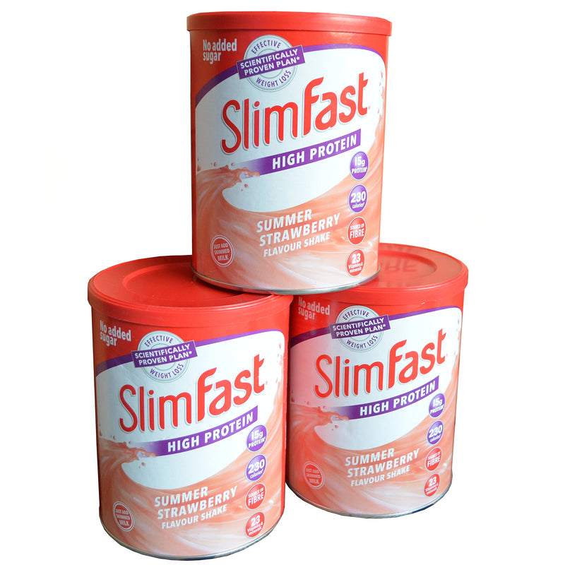 Slim-Fast Summer Strawberry Flavour Milkshake Powder 438g (Pack of 3)