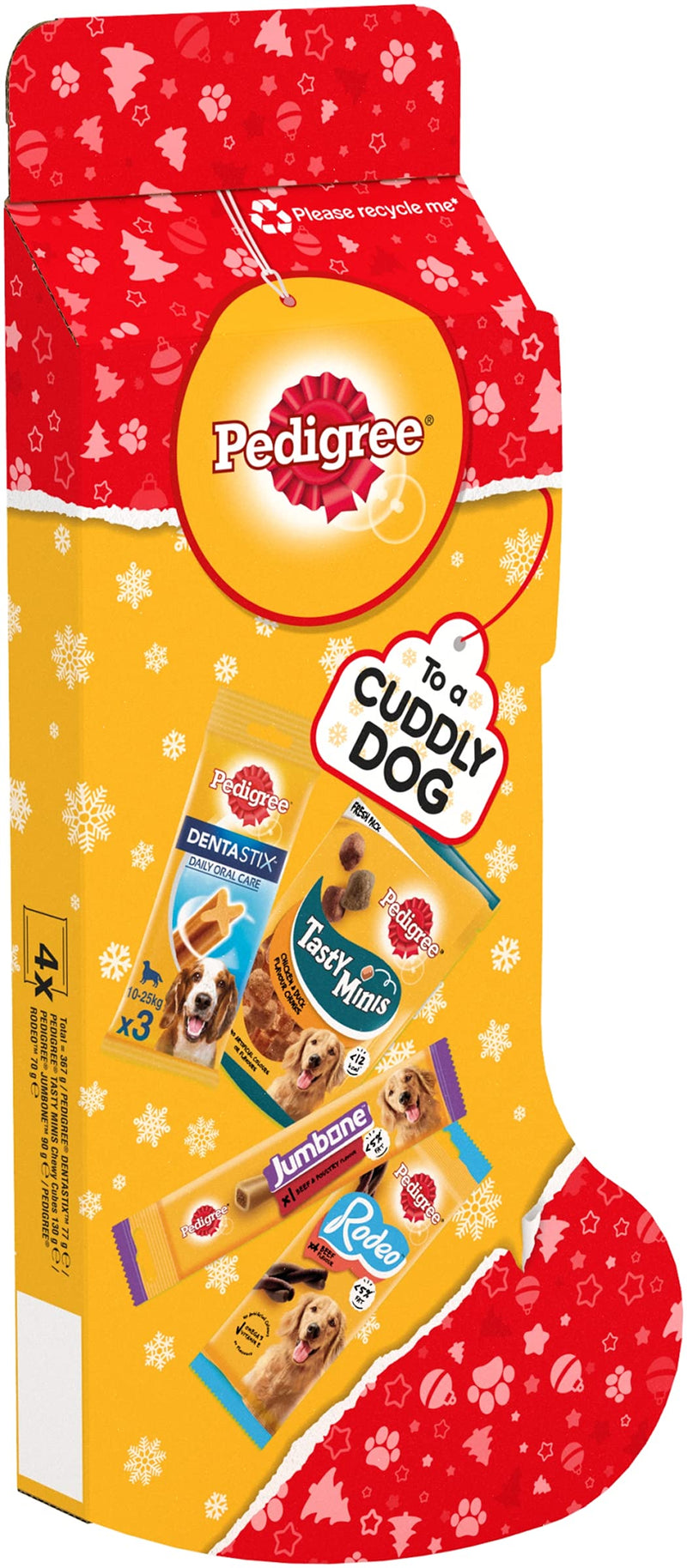 Pedigree 1 x Christmas Dog Stocking with 4 Packs of Treats Ideal