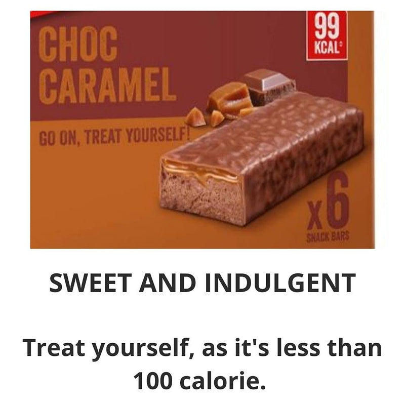 Slim Fast Chocolate Caramel Snack Bar 1 Box (6x25g) 99Kcal Enriched, Sweet and Indulgent Treat On The Go