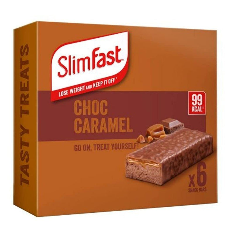 Slim Fast Chocolate Caramel Snack Bar 1 Box (6x25g) 99Kcal Enriched, Sweet and Indulgent Treat On The Go