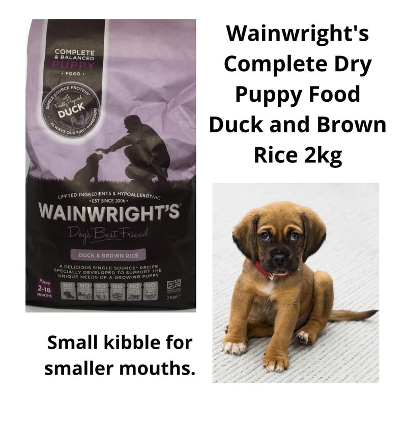 Wainwrights Complete Dry Puppy Food Duck And Brown Rice 2kg For All Breeds - Nutritious, Delicious, Easily Digested And Hypo-Allergenic Puppies 2-18Months