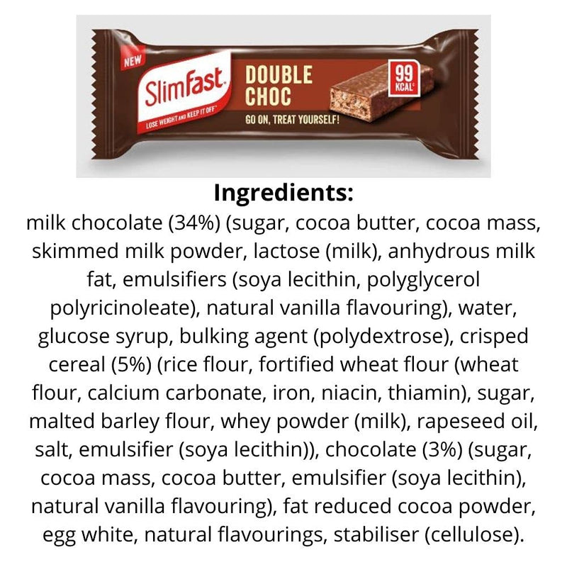 Slim Fast Enriched,Sweet and Indulgent 6 x 25g Snack Bars - 2 Choco Caramel, 2 Strawberry Choc, 2 Double Chocolate