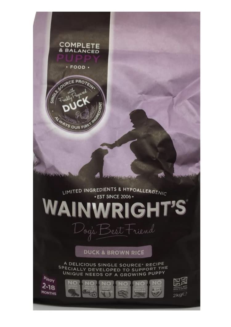 Wainwrights Complete Dry Puppy Food Duck And Brown Rice 2kg For All Breeds - Nutritious, Delicious, Easily Digested And Hypo-Allergenic Puppies 2-18Months