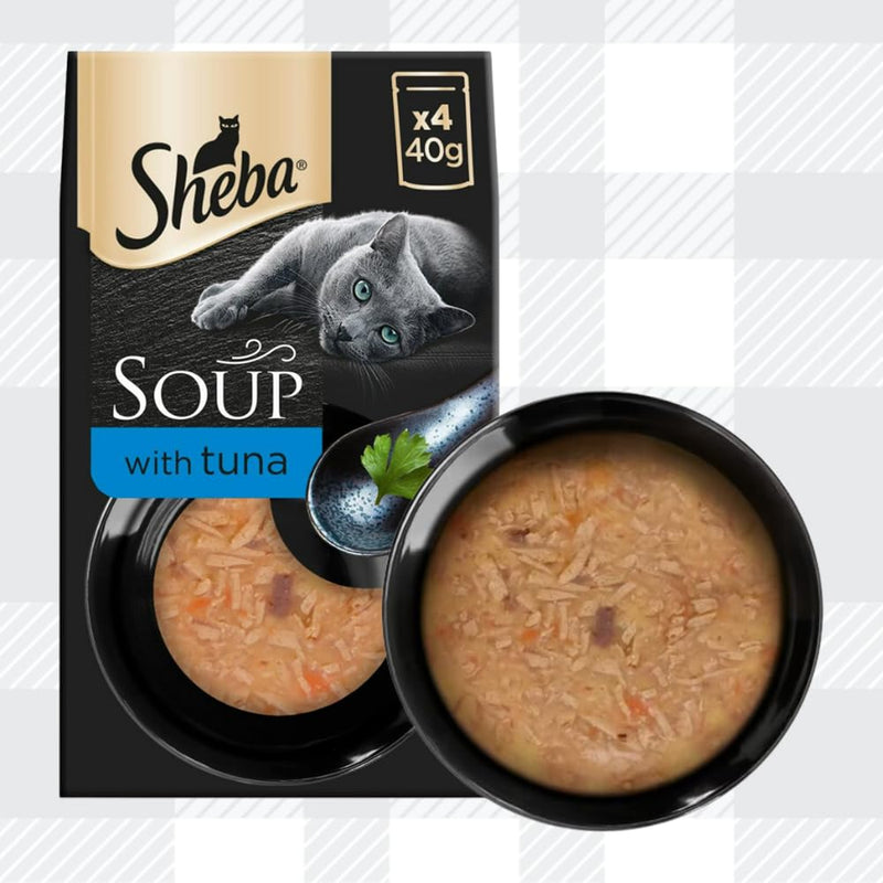 AETN Creations Sheba Classic Mixed Soups Pack 16x40g Chicken, Tuna, Chicken & Tuna and Fish & Veg with AETN Cat Treat Irresistible Supplementary Food for Adult Cats