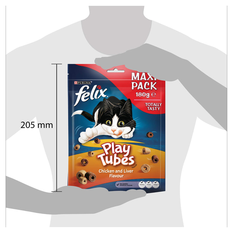 Felix Play Tubes Cat Treats Chicken And Liver Maxi Pack, 180g