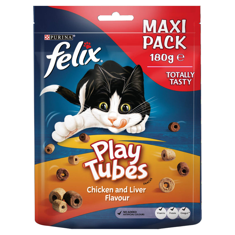 Felix Play Tubes Cat Treats Chicken And Liver Maxi Pack, 180g