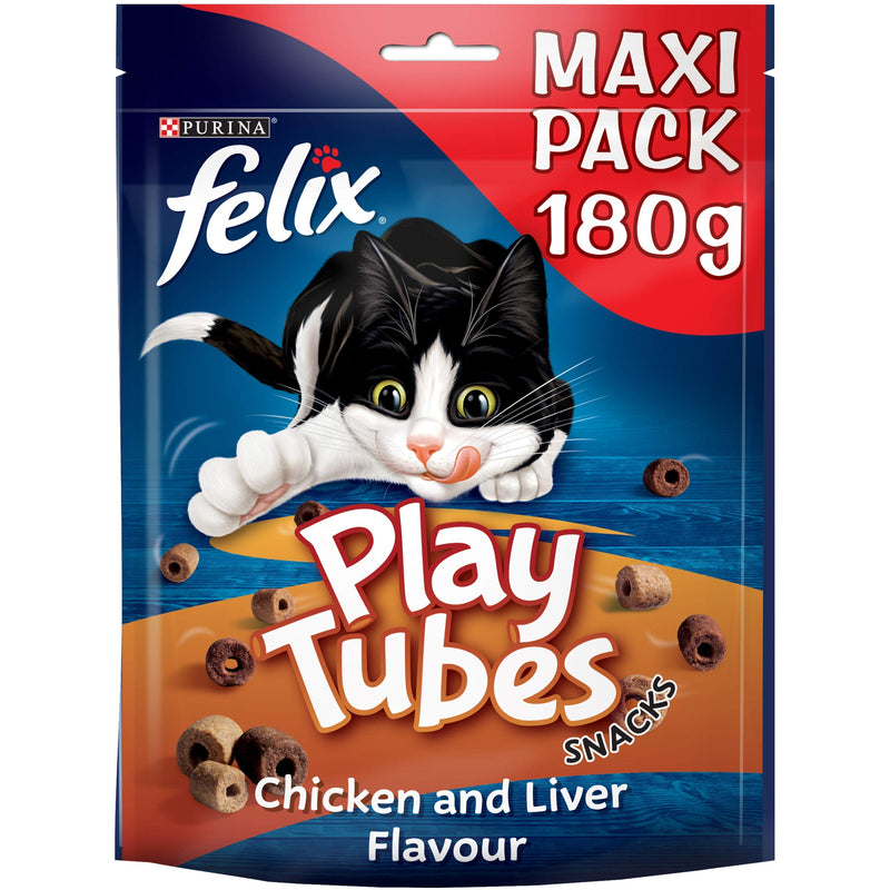 Felix Play Tubes Cat Treats Chicken And Liver Maxi Pack, 180g