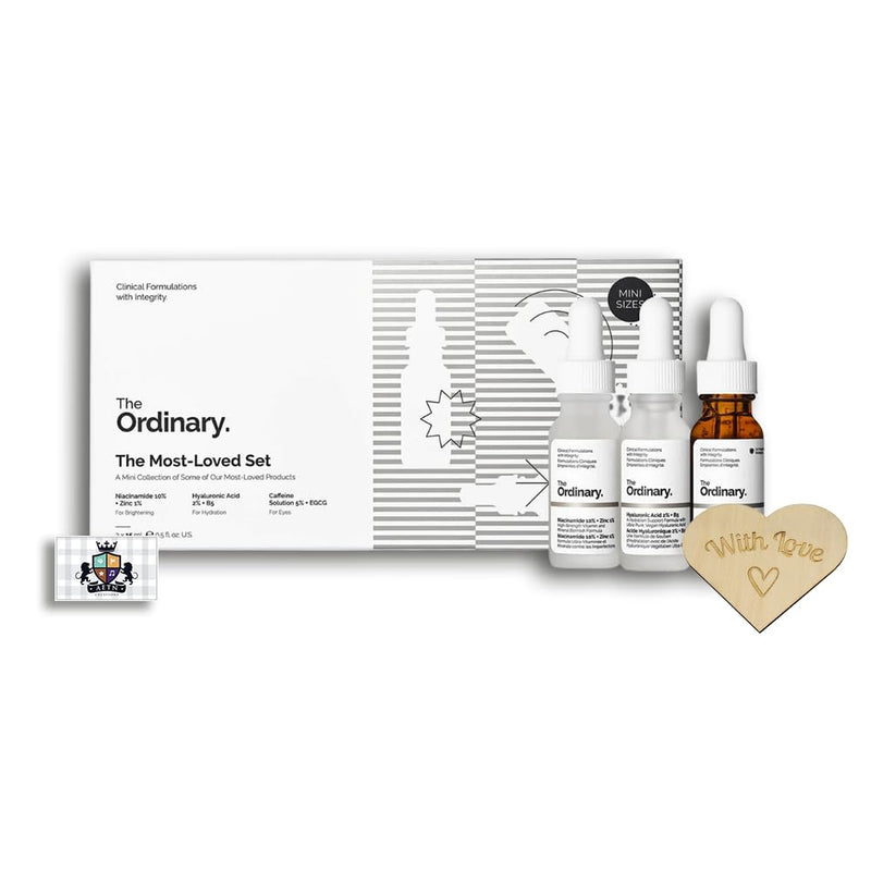 AETN Creations The Ordinary Most-Loved Set of Hyaluronic Acid, Niacinamide + Zinc and Caffeine Solution with AETN Keepsake Heart Gift