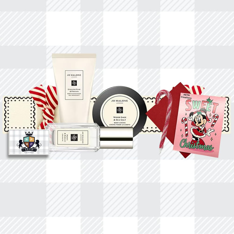 AETN Creations Gift Bundle Unwrap the Magic with Jo Malone Cream Christmas Cracker Set of Cologne, Body & Hand Wash and Body Crème with AETN Christmas Card