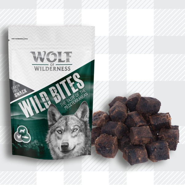 AETN Creations Wolf of Wilderness Wild Bites Grain-Free Dog Treats 3x180g Taste of Canada, Scandinavia, Mediterranean Flavours with AETN Jerky Treat