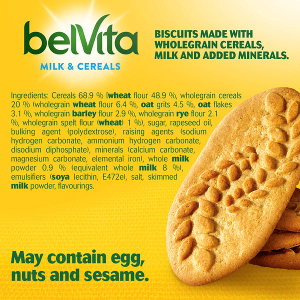 Belvita Breakfast Biscuit Cereals and Milk, 225 g Pack of 10