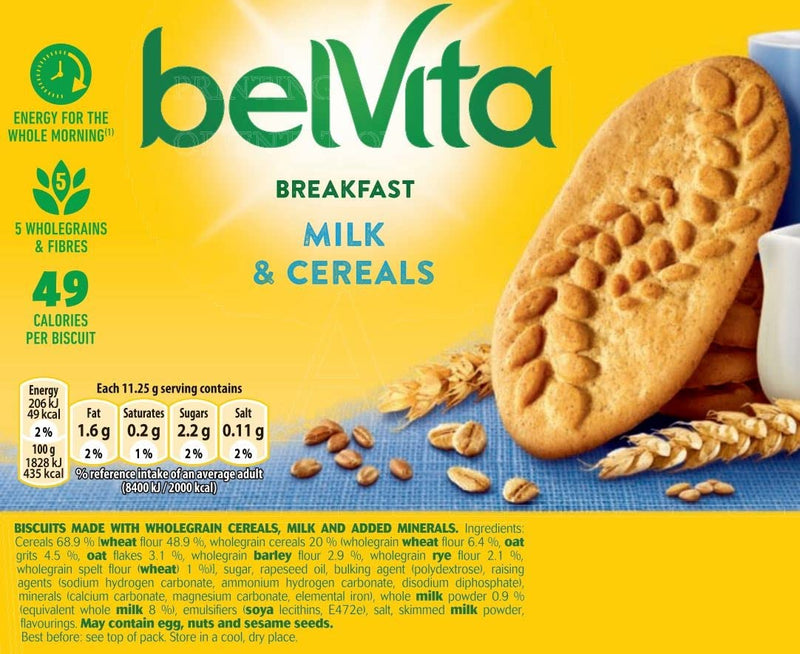 Belvita Breakfast Biscuit Cereals and Milk, 225 g Pack of 10