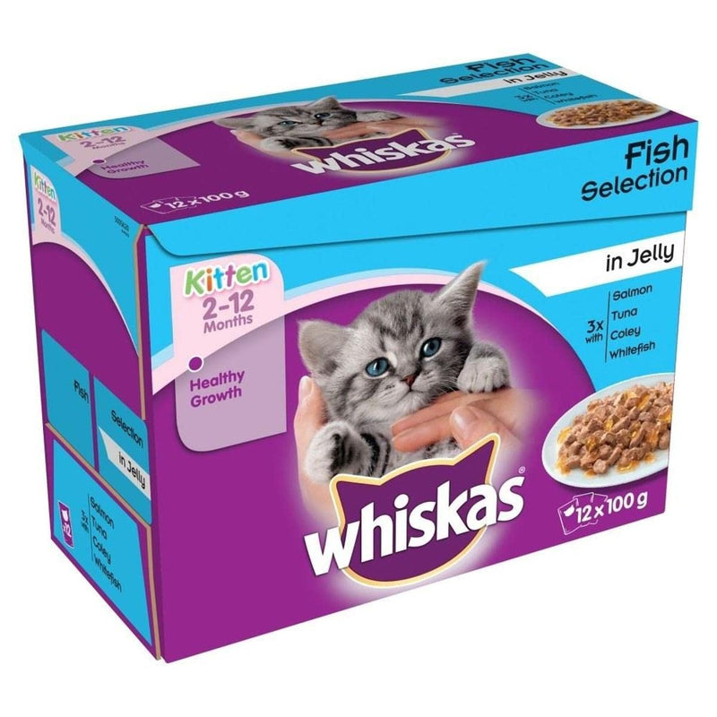 Whiskas Kitten Cat Food Fish Selection in Jelly, 12 x 100g