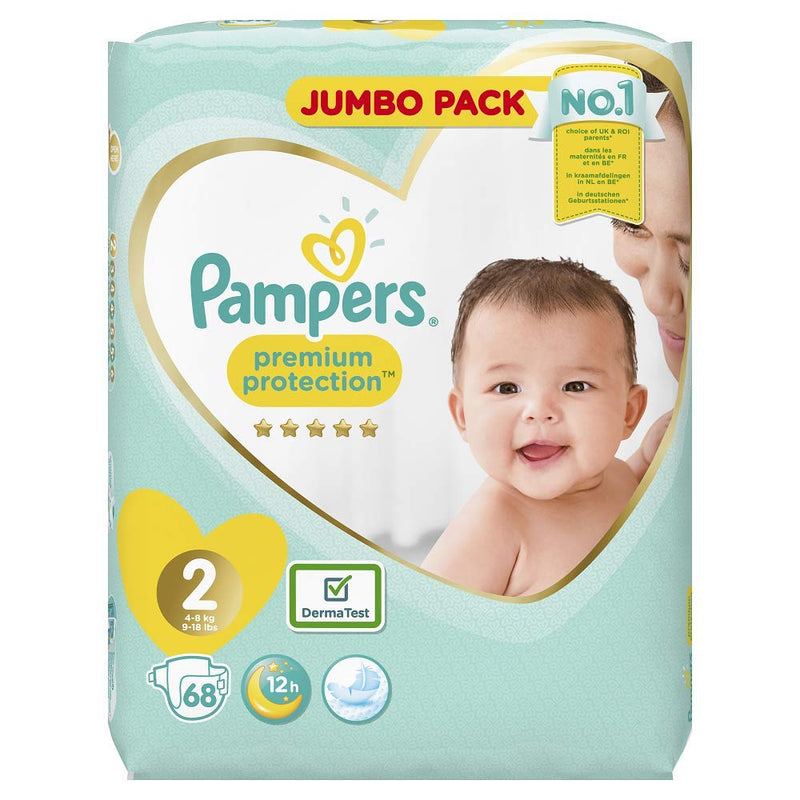 Pampers Premium Protection Diapers New Baby, Gr. 2 mini (4-8 kg), jumbo pack, 1 pack (1 x 68 pieces)