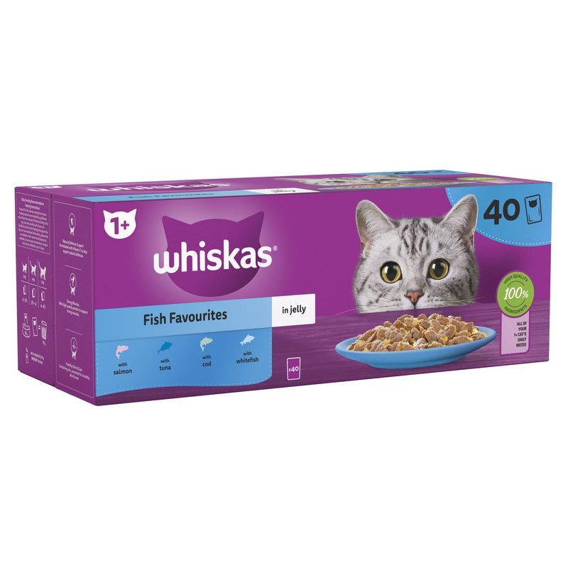 Whiskas 1+ Adult Cat Fish Selection Pouches in Jelly, 40 x 85 g