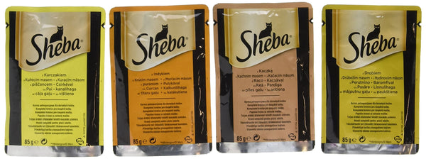 Sheba Fine Flakes - Wet Cat Food for Adult Cats, Poultry Collection in Jelly, 48 Pouches (48 x 85 g)