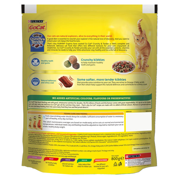 Go-Cat Crunchy and Tender Dry Cat Food Salmon 800g - Case of 4 (3.2kg)