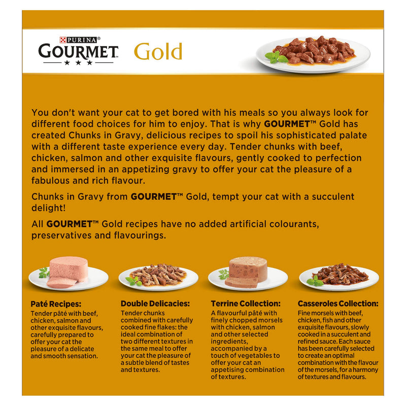 Gourmet Gold Chunks in Gravy Cat Food, Beef, 8 x 85g