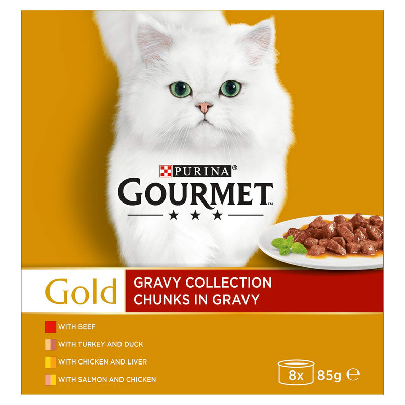 Gourmet Gold Chunks in Gravy Cat Food, Beef, 8 x 85g