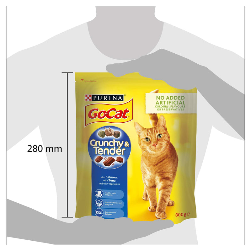 Go-Cat Crunchy and Tender Dry Cat Food Salmon 800g - Case of 4 (3.2kg)