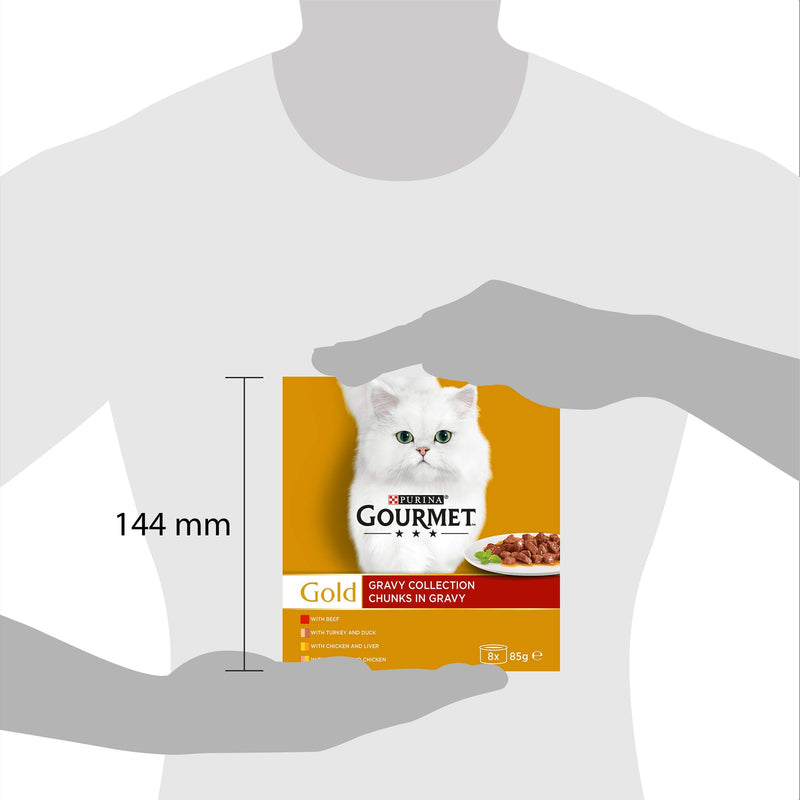 Gourmet Gold Chunks in Gravy Cat Food, Beef, 8 x 85g