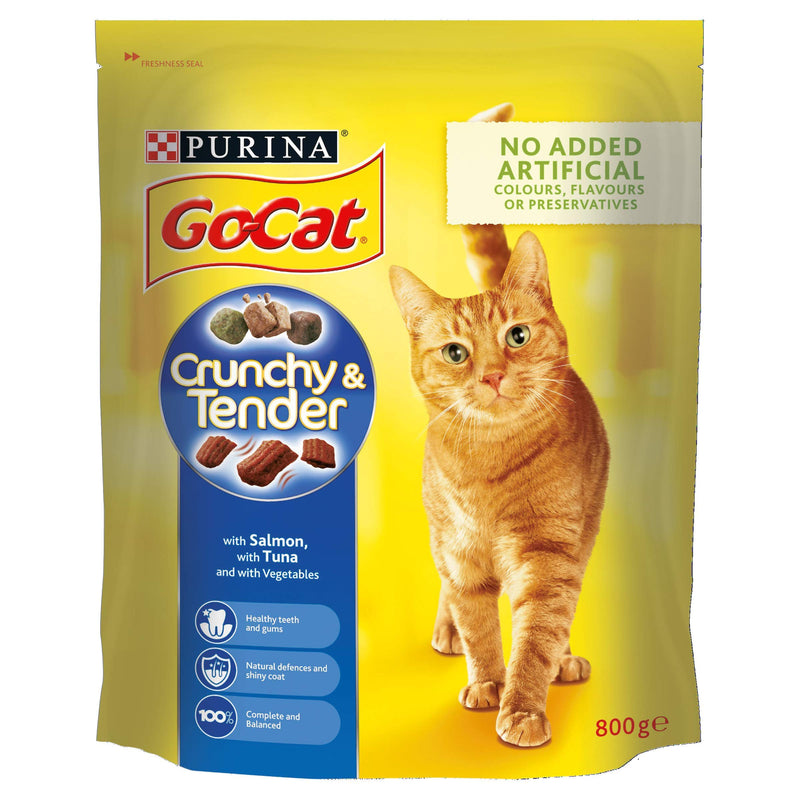 Go-Cat Crunchy and Tender Dry Cat Food Salmon 800g - Case of 4 (3.2kg)