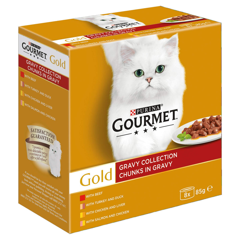 Gourmet Gold Chunks in Gravy Cat Food, Beef, 8 x 85g