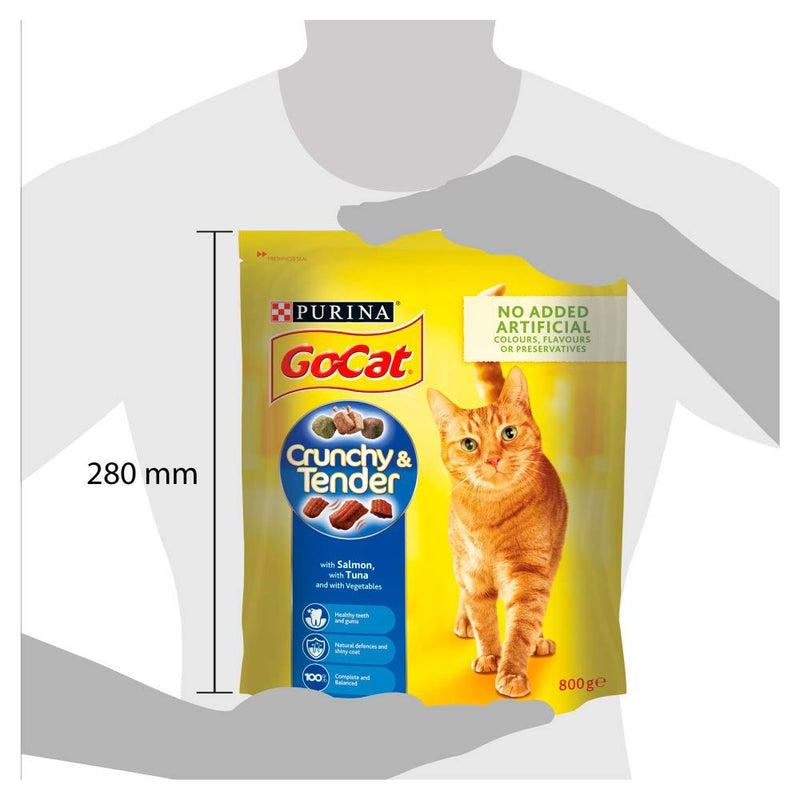 Go-Cat Crunchy and Tender Dry Cat Food Salmon 800g - Case of 4 (3.2kg)